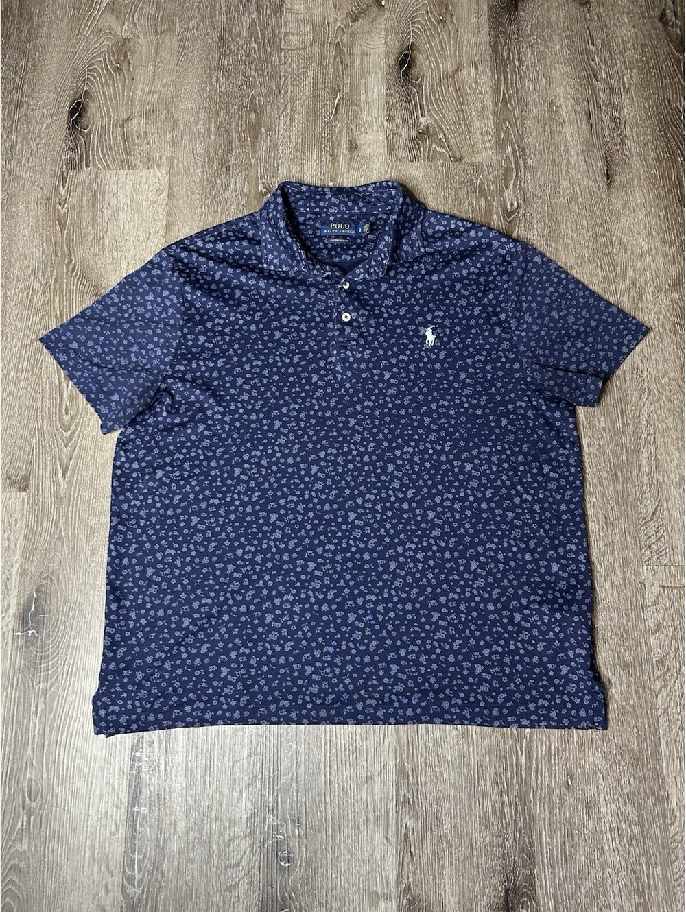 Polo Ralph Lauren  Blue Floral Short Sleeve Size Large